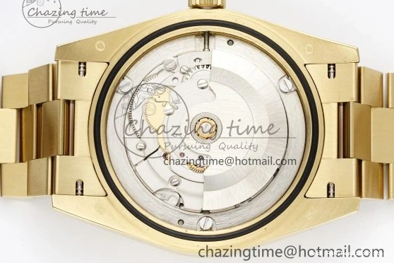 AAA Replica Watches 904L A2836 Green Gain Bracelet EasyMatch YG on V Roman 40 JDF DayDate Dial Markers Weight Steel 1822 President 0109